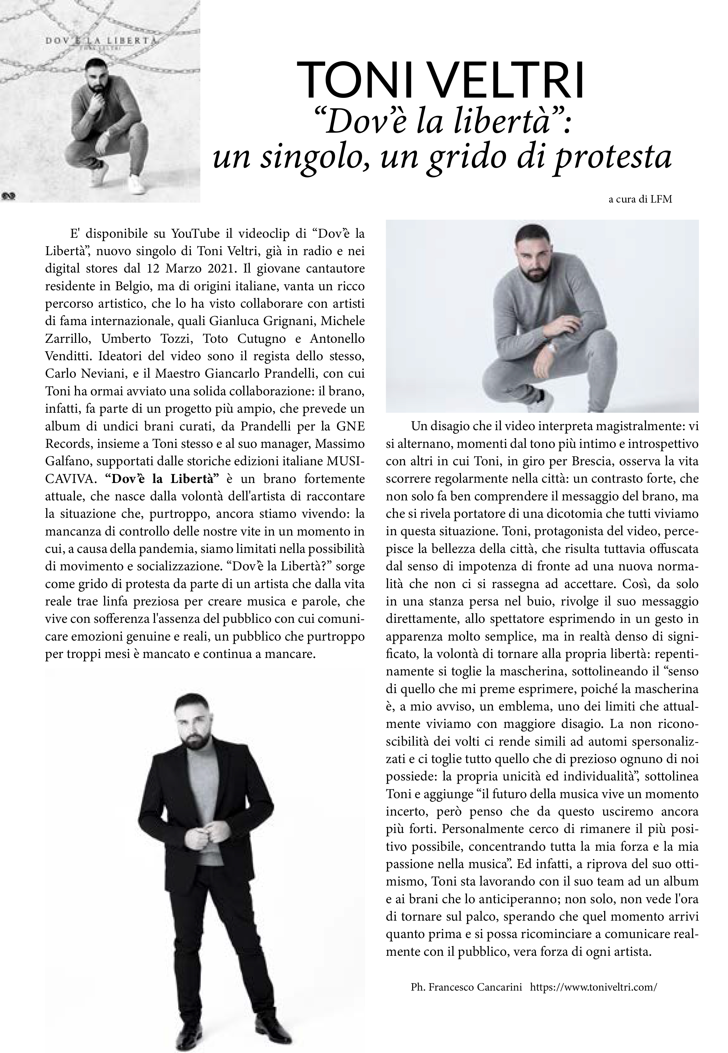 Toni Veltri su Life Factory Magazine di Aprile 2021 